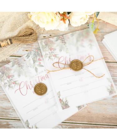 Whaline 150 Pack Pre-Folded Vellum Jackets Transparent Invitations Jacket Clear Vellum Sleeve Suit Vellum Invitations Wraps for Wedding Baby Shower Birthday Party Invitations Supplies