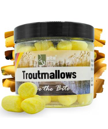 Zite Fishing Troutmallows - Highly Marshmallow Forelle bait - Intensive flavors & bright colors - 40g dose - Perfect for basic assembly & combination with natural baits Banana yellow