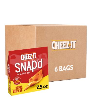 Cheez-It Snap'd Cheese Cracker Chips Thin Crisps Lunch Snacks Double Cheese 45oz Case (6 Bags)
