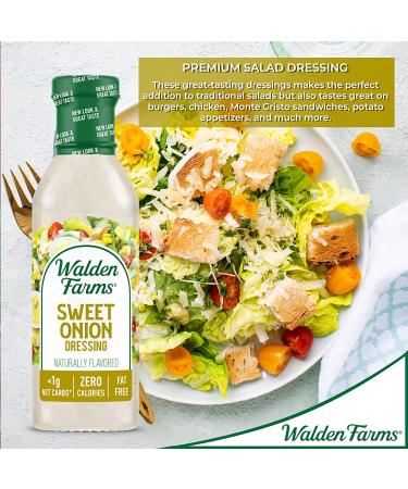 Walden Farms Sweet Onion Dressing 12 oz - Sugar-Free, Keto-Friendly Salad Topping - Smooth & Creamy Condiment - 0g Net Carbs - 1-Pack - Buy Online on SooperMarket.com