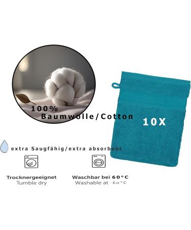 Buy Betz 10-Piece Terry Cloth Wash Gloves Set - 100% Cotton Petrol | Size 16x21 cm - International Shipping Available - Buy Online on SooperMarket.com