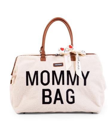 Childhome Mommy Bag wrap pocket motherhood travel bag large capacity changing pad adjustable shoulder strap divided insulating bag suitcase implementation teddy ecru