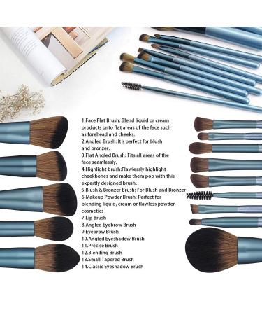 BS-MALL Makeup Brush Set 14Pcs Professional Synthetic Brushes for Foundation, Powder, Concealer, Eye Shadows, Blush - Deep Starry Blue - Buy Online on SooperMarket.com