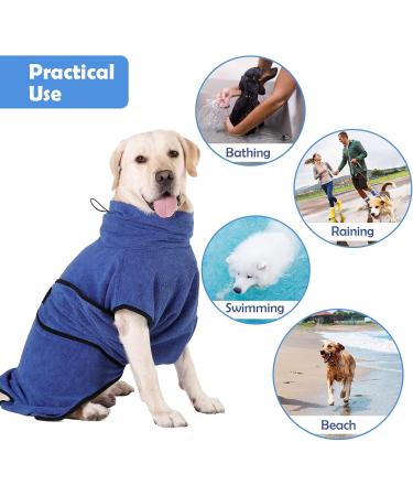 Happy Hachi Microfiber Dog Bathrobe - Super Absorbent & Fast Drying Towel for Small Medium & Large Dogs & Cats - Washable Beach Towel (Blue L) - Buy Online on SooperMarket.com