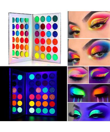 Neon Eyeshadow Palette - Delanci Aurora Glow for Halloween Makeup | Fluorescent & Glitter Eyeshadow Kit - Buy Online on SooperMarket.com