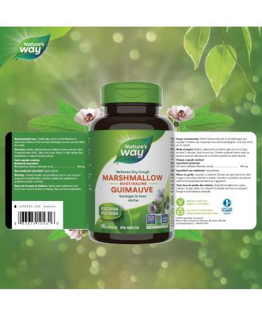 Nature s Way Marshmallow Root - Dry Cough Relief with Marshmallow Root - 100 Vegetarian Capsules - Buy Online on SooperMarket.com