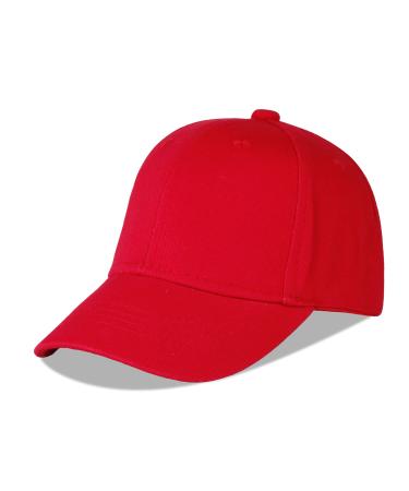 LANGZHEN 100% Cotton Outdoor Children's Kids Plain Baseball Cap Hat Adjustable Sun Hat for Girls Boys 1-2 Years Red