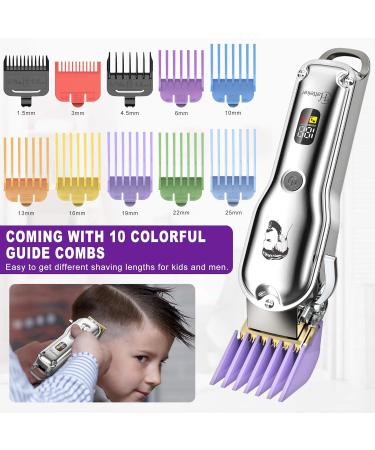 Hatteker Men s Hair Clipper Beard Trimmer Hair Trimmer Shaver for Men Cordless Clippers Professional Barbers Grooming Kit IPX7 Waterproof Rechargeable Colorful Combs Silver - Buy Online on SooperMarket.com