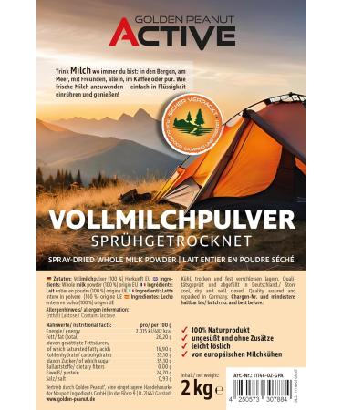 Golden Peanut Active Whole Milk Powder 2kg - Instant Spray Dried Milk for Camping & Travel | Buy Online - Buy Online on SooperMarket.com