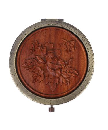 FRCOLOR Wooden Makeup Mirror Vintage Make Up Travel Size Mirrors Compact Portable Handheld Mirror for Teen Girls College Essentials Women Kids (Style 3) As Shown 2
