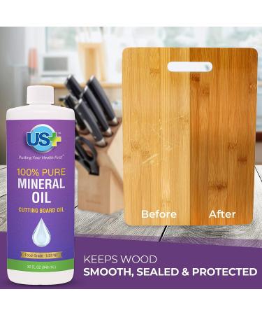 32oz US+ 100% Pure Mineral Oil - Food-Grade Cutting Board Oil for Butcher Blocks, Countertops & More - Buy Online on SooperMarket.com