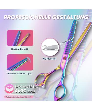 DRGSKL Chunker Scissors for Dogs - Professional Thin Blender Scissors for Medium & Large Pets - Japanese Stainless Steel 440C - Rainbow Finish - Buy Online on SooperMarket.com