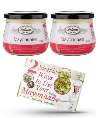 Delouis French Mayonnaise (250g x 2) with Recipe Card | Gluten-Free and Ideal for Vegetarians