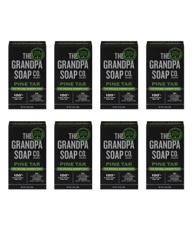 Pine Tar Bar Soap by The Grandpa Soap Company | The Original Wonder Soap | 3-in-1 Cleanser Deodorizer & Moisturizer | 4.25 Oz. Each - 8-Pack Fresh 4.25 Ounce (Pack of 8)