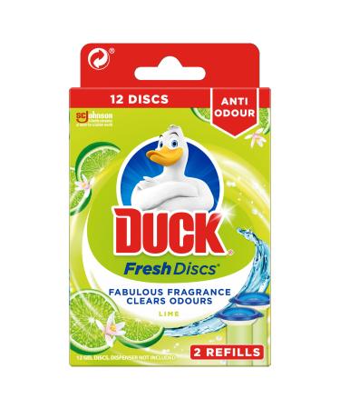 Duck Fresh Discs Toilet Cleaner Refills Each Disc Lasts Up To 630 Flushes Fights Stains That Harbour Germs Lime 12 Discs