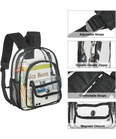 Small Clear Backpack Stadium Approved Heavy Duty Clear Mini Backpack Transparent Book bag for Concert Work Sport Games Festival - Buy Online on SooperMarket.com