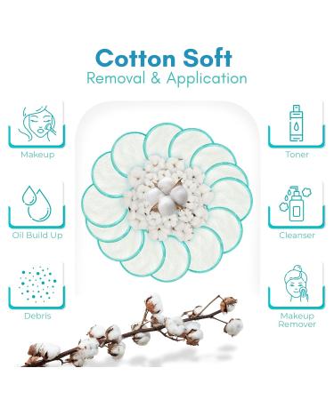 16 Pack Reusable Makeup Remover Pads - Eco-Friendly Cotton Pads with Laundry Bag & Bamboo Box - Perfect for Makeup Removal - Buy Online on SooperMarket.com