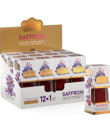 Ahura Finest Natural Saffron Threads - Pure Grade 1 All Red Saffron Spice 1g Jar - Ideal for Tea, Paella, Risotto, Pasta, Rice Cooking - No Additives - Pack of 1 - Buy Online on SooperMarket.com