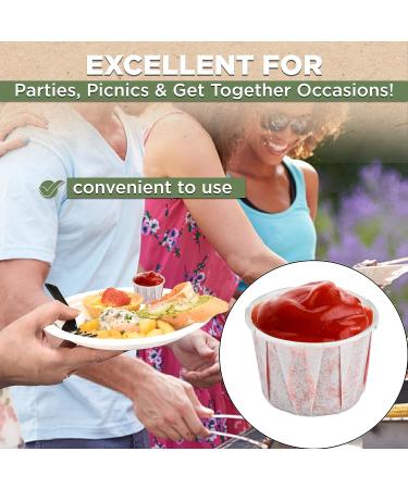 500 Pack 1.25 oz Treated Paper Souffle Portion Cups - White Disposable Cups for Condiments, Samples, Jello Shots, Sauce - Ideal for Measuring - Eco-Friendly Option - Buy Online on SooperMarket.com
