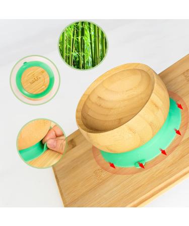Suction Bowl Set for Babies & Toddlers | Bamboo Wood Feeding Bowl with Lid & Spoon | Stay Put Tableware for Easy Cleaning | Ideal for Weaning Journey - Buy Online on SooperMarket.com