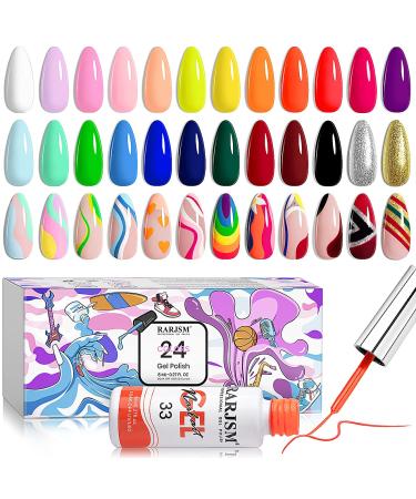 Buy RARJSM Nail Art Gel Liner Set - 24 Colors for Nail Art Design | Soak Off UV LED Curing | Glitter & Creative Painting - Buy Online on SooperMarket.com
