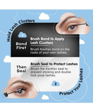 KevKev Lash Bond and Seal - Waterproof Eyelash Glue for Lash Clusters 72-Hour Strong Hold 10ml Black with Remover Swabs - Buy Online on SooperMarket.com