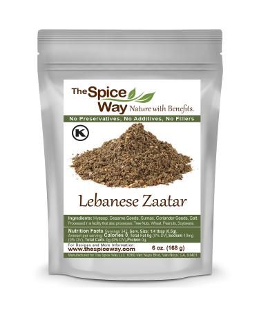 The Spice Way - Traditional Lebanese Zaatar with Hyssop | 6 oz | (No Thyme that is used as an hyssop substitute) Freshly Grown Seasoning. No Additives, No Perservatives (Za'atar/zatar/zahtar/zahatar)