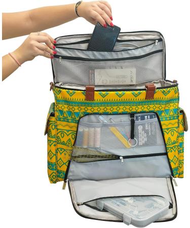 La Canilla Sewing Machine Carrying Case - Universal Tote Bag for Singer, Brother & More | With Accessories Storage, Dust Cover, Shoulder Strap & Padded Board - Yellow - Buy Online on SooperMarket.com