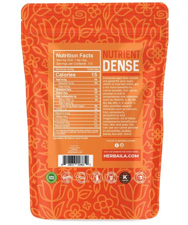Carrot Powder 16oz - Pure Dried Juice for Smoothie Boosting and Natural Food Coloring | Non-GMO, Gluten-free - 1 lb - Buy Online on SooperMarket.com