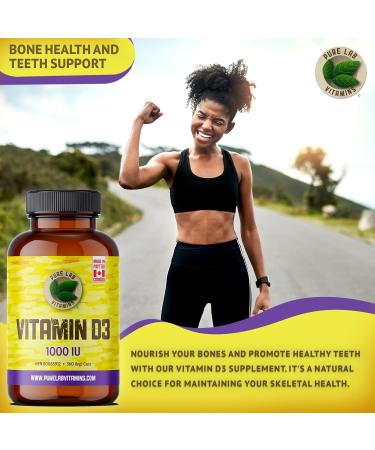 Pure Lab Vitamins | Vitamin D3 1000IU | 360 Vegi Capsules | Mood Booster Bone Health Teeth Health and Immune System Support | Vitamin D3 Cholecalciferol | Vitamin D3 Capsules | Vitamin D3 Supplement - Buy Online on SooperMarket.com