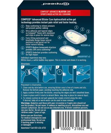 Compeed Advanced Blister Care Hydrocolloid Bandage Cushions - 9 Count (6 Packs) | Heel Blister Patches for Foot | Waterproof Bandages for Blister Prevention & Treatment - Buy Online on SooperMarket.com