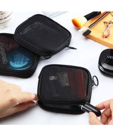 Weewooday 4-Pack Small Mesh Makeup Bags with Zipper - Mini Portable Toiletry Pouch Set for Daily Essentials - Black 4.52x4.52x0.78 Inch - Buy Online on SooperMarket.com