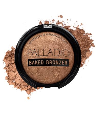 Palladio Baked Bronzer, Highly Pigmented and Easy to Blend, Shimmery Bronzed Glow, Use Dry or Wet, Lasts all day long, Provides Rich Tanning Color Finish, Powder Compact, Illuminating Tan