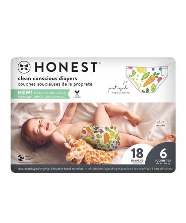The Honest Company - Eco-Friendly and Premium Disposable Diapers - Pandas, Size 6 (35+ lbs), 18 Count