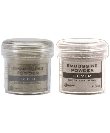 Ranger Embossing Powder - 1 Jar Gold + 1 Jar Silver - 2 pack variety Gold + Silver