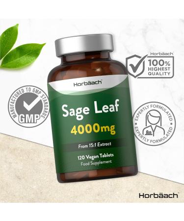 Sage Menopause Tablets 4000mg | Hot Flush Relief Supplement | 120 Vegan Tablets by Horbaach - Buy Online on SooperMarket.com