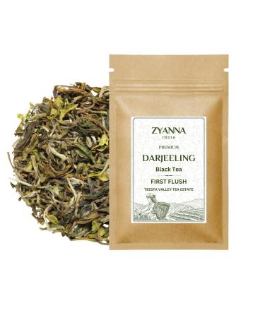 ZYANNA Darjeeling Tea First Flush - Premium Whole Leaf Black Tea with Floral Note (3.5oz- 100g-50 Cups) Single Estate Authentic Darjeeling Tea - Teesta Valley Tea Estate