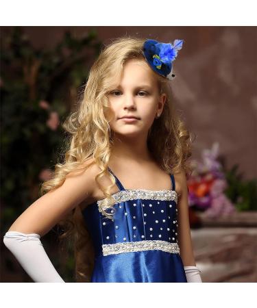12-Piece Mini Hat Clips for Girls - Tea Party Fascinator Hair Accessories with Ribbon Flowers and Faux Feather Mesh Bow Barrettes - Toddler Costume Accessory - Buy Online on SooperMarket.com