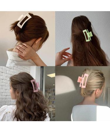 8pcs Colorful Series Non-Slip Hair Claw Clips Set for Women and Girls - 3.5 Inch Acrylic Banana Rectangle Hair Clamps - Matte Hair Styling Accessories for Thin to Thick Hair - Buy Online on SooperMarket.com