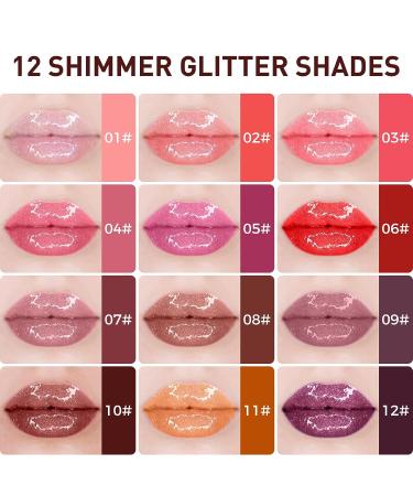Ofanyia Crystal Lip Gloss Set - 12 Shimmering Colors | Long-Lasting Moisturizing Lip Tint for Kids, Teens, Women - Buy Online on SooperMarket.com
