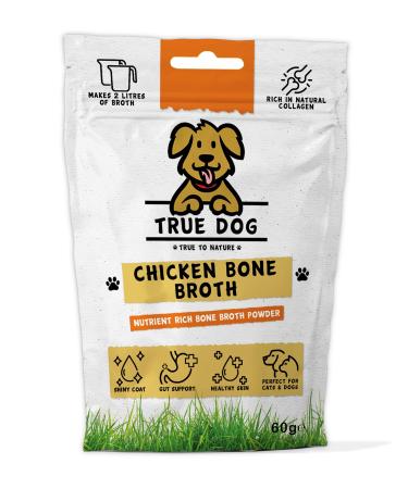 True Dog Chicken Bone Broth Powder 100% Pure Chicken Protein Powder for Cats & Dogs | Joint Digestion & Gut support | Makes 2ltrs | High in Collagen | 20 Servings 60g