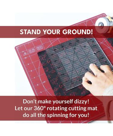 Madam Sew 12x12 Rotating Self Healing Cutting Mat for Quilting, Sewing & Crafts | 360 Rotation, Lockable Non-Slip Base, Accurate Grid & Bias Lines - Buy Online on SooperMarket.com