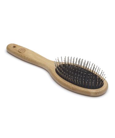Mikki Bamboo Ball Pin Brush for Grooming Dog Cat Puppy with Medium to Thick Hair Coats Handmade from Natural Sustainable Bamboo arge Brown L