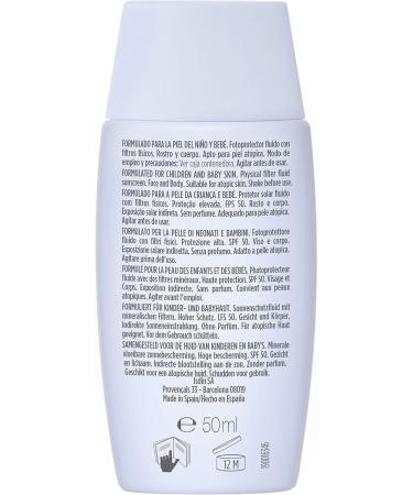 ISDIN Fotoprotector Fusion Fluid Mineral Baby SPF50 (50ml) | Gentle 100% Mineral Sunscreen for Babies and Kids - Buy Online on SooperMarket.com