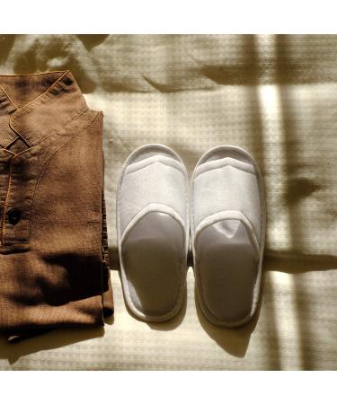 Elcoho 12 Pairs Open Toe White Spa Slippers for Spa, Party, Hotel, Travel - Unisex Men and Women - Buy Online on SooperMarket.com