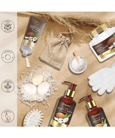 Fathers Day 13Pc Premium Coconut Spa Kit in Vintage Wooden Box - Body Lotion, Handmade Soap, Bath Bomb, Shampoo & Conditioner Set for Men & Women - Buy Online on SooperMarket.com