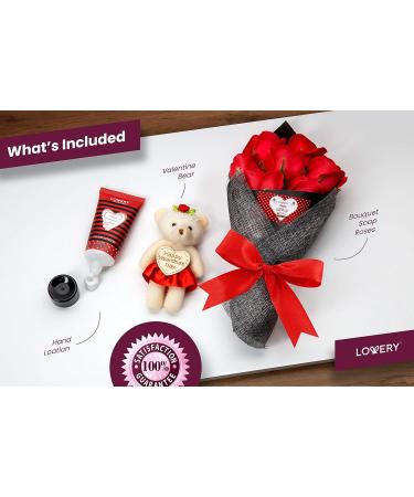 Birthday Gifts for Her | Spa Bath Gift Basket with Red Rose & Jasmine | Essential Oils Soaps Hand Lotion & Stuffed Bear - Buy Online on SooperMarket.com