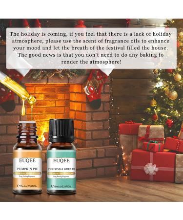 EUQEE Holiday Cheer Fragrance Oils Set - Forest Pine, Christmas Wreath, Brown Sugar, Harvest Spice, Gingerbread, Pumpkin Pie - 10ml Scented Oils for Diffuser and Candle Making - Buy Online on SooperMarket.com