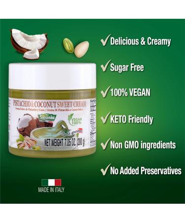 Buy SICANIA Pistachio & Coconut Vegan Sweet Cream | 100% Italian Dairy-Free Gluten-Free Non-GMO - Perfect for Desserts Pastries & More - 200g Shipping Worldwide - Buy Online on SooperMarket.com