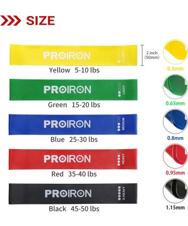 PROIRON Resistance Bands Set - Exercise Bands for Women and Men - Set of 5 with Guide and Carrying Bag (Upgraded Anti-roll Design) - Buy Online on SooperMarket.com